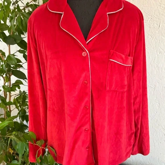 Red Velour Stretch Pajamas - Cabernet by Sleep Sense - Picture 3 of 9